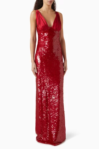 Aura Alchemy Sequinned Dress in Satin