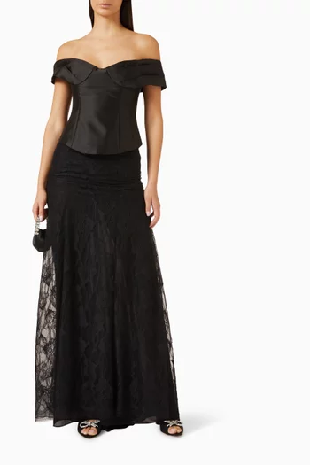 Horizon Haze Maxi Dress in Satin & Lace