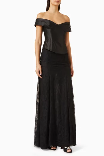Horizon Haze Maxi Dress in Satin & Lace