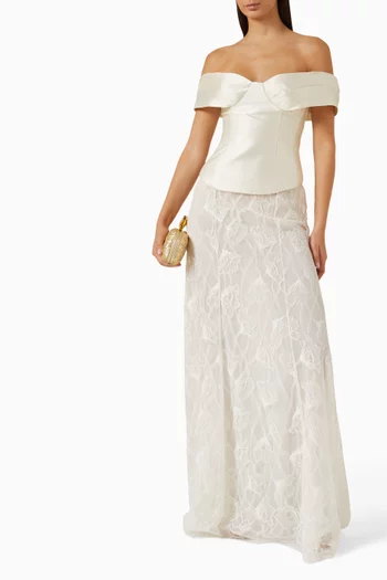 Horizon Haze Maxi Dress in Satin & Lace