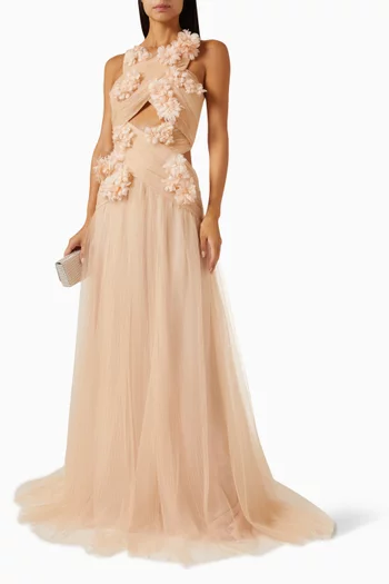 Luminous Layers Floral Gown in Tulle