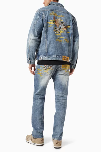 Duck Embroidered Jacket in Denim
