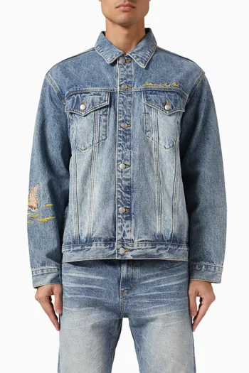 Duck Embroidered Jacket in Denim