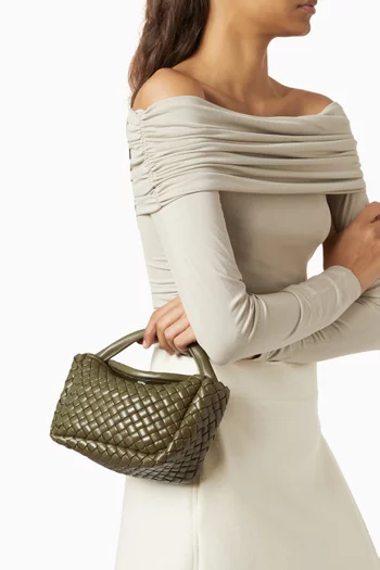 Small Cobble Top-handle Bag in Intrecciato Leather