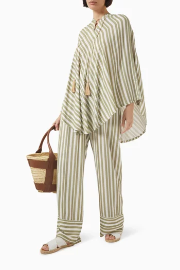 Raya Stripe Hooded Poncho