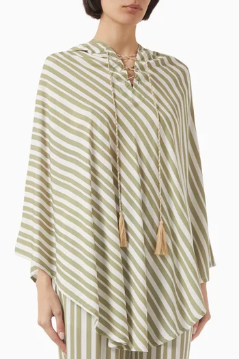 Raya Stripe Hooded Poncho