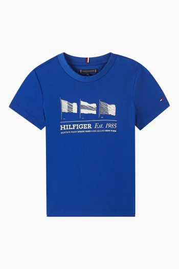 Flag Graphic Crewneck T-Shirt in Cotton