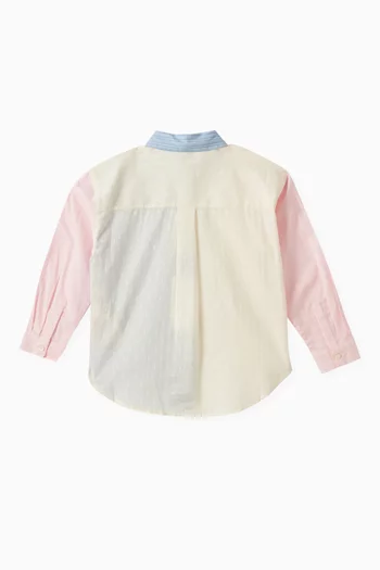 Mixed Stripe Colour-blocked Shirt in Cotton