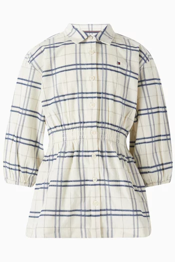 Check Shirt Dress in Corduroy