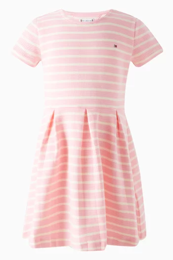 Striped Skater Dress in Cotton-blend