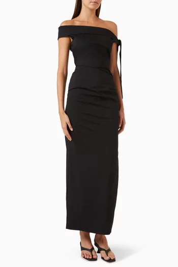 Dahlia Off-shoulder Gown in Italian Stretch Cotton