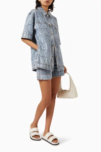 Oversized Nostalgia Logo Shirt in Jacquard Denim