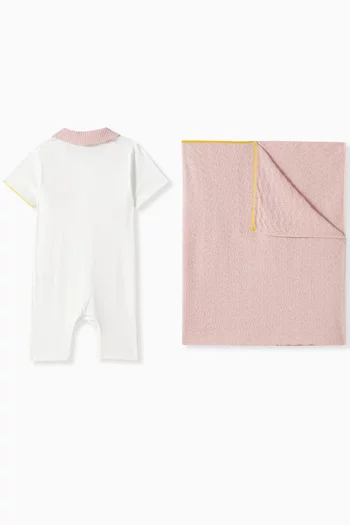 Romper & Blanket Gift Set in Cotton-knit
