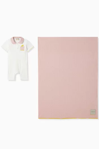 Romper & Blanket Gift Set in Cotton-knit