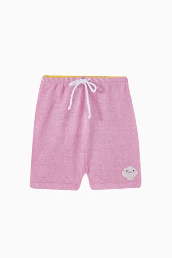 Embroidered Clam Knitted Shorts