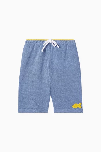 Embroidered Clam Knitted Shorts