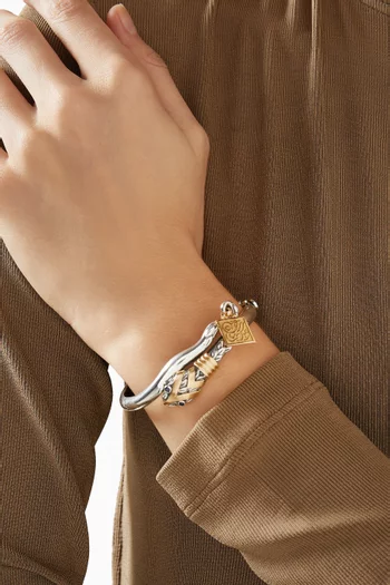 Snake Calligraphy Bangle in 18kt Gold & Sterling Silver
