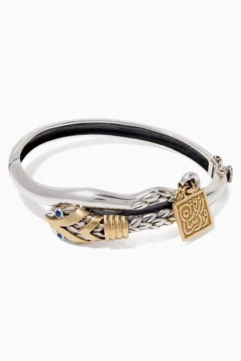 Snake Calligraphy Bangle in 18kt Gold & Sterling Silver