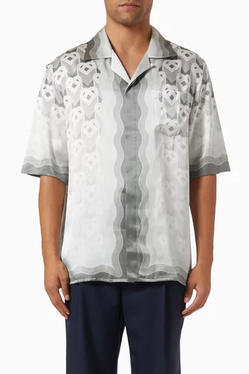 Gradient Heart Monogram Shirt in Silk