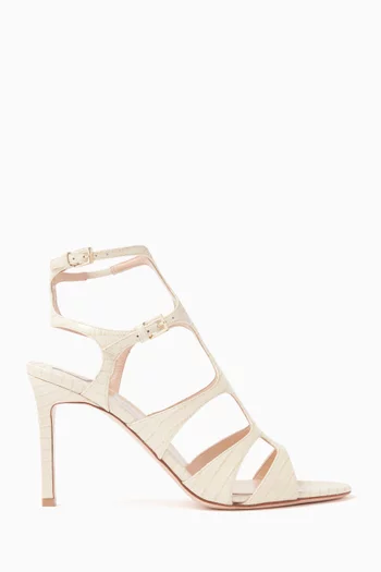Tejus Paradis 85 Sandals in Croc-embossed Leather