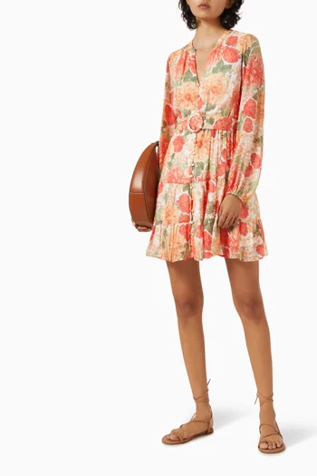 Aida Belted Mini Dress in Viscose-blend