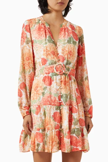 Aida Belted Mini Dress in Viscose-blend
