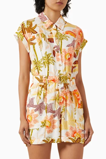 Sarai Belted Playsuit in Viscose-blend