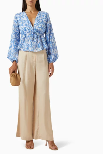 Waverly Drawstring Blouse in Cotton Blend