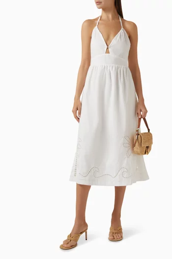 Romina Broderie Midi Dress in Cotton