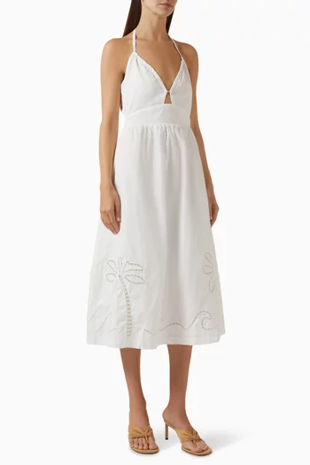 Romina Broderie Midi Dress in Cotton