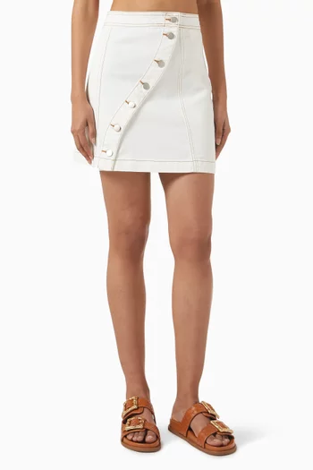 Tabitha Wave Button Mini Skirt in Cotton