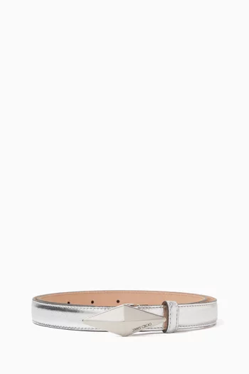 Diamond Clasp Belt in Metallic Leather