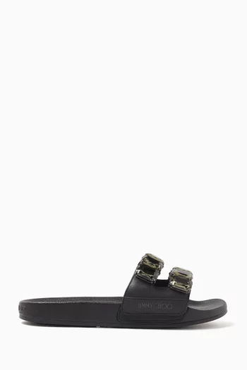 Fitz Crystal-embellished Slides in Leather