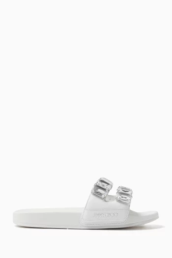 Fitz Crystal-embellished Slides in Leather