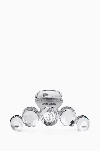Crystal Claw Hair Clip in Silver-tone Steel