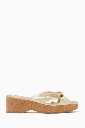 Avenue 50 Wedge Mules in Metallic Nappa Leather