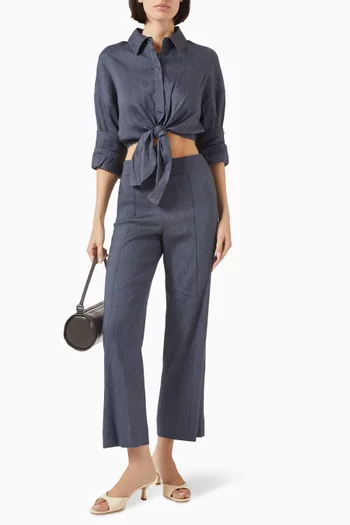 Lisa Tie-front Top in Linen Blend