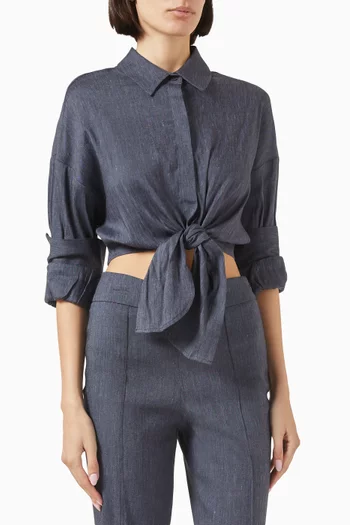 Lisa Tie-front Top in Linen Blend
