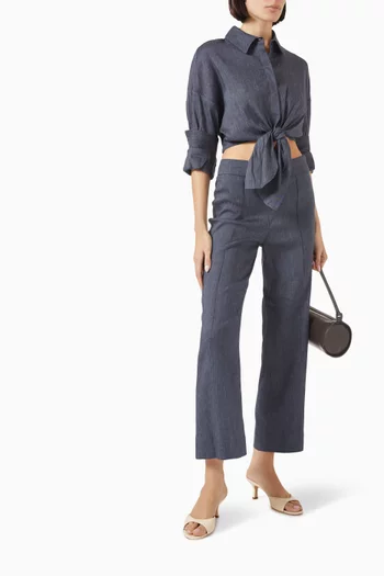Knack Flared Pants in Linen Blend