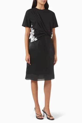 Draped T-Shirt Slip Combo Dress in Jersey
