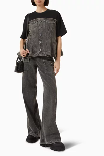 Cargo Wide-leg Jeans in Denim