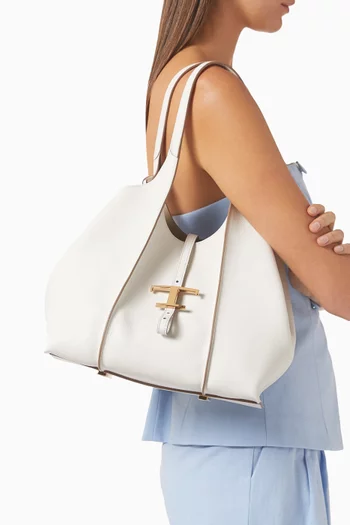 Small T Timeless Shopping Shoulder Bag in Leather
