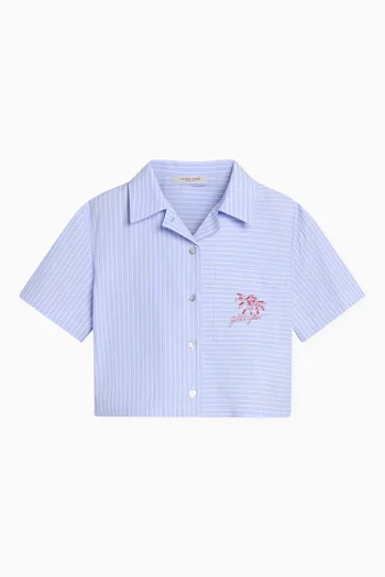 Striped Crop Shirt in Cotton