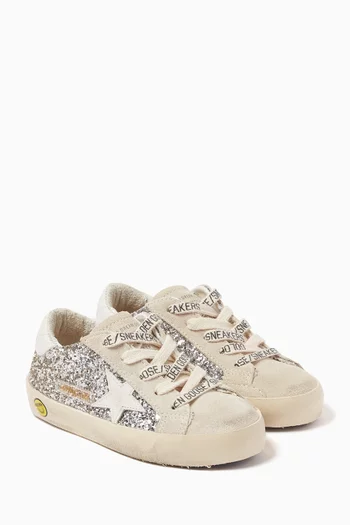 Super-Star Classic Glitter Sneakers in Leather & Suede