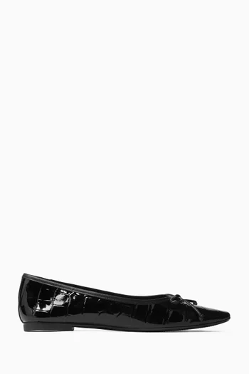 Arissa Ballet Flats in Croc-embossed Leather