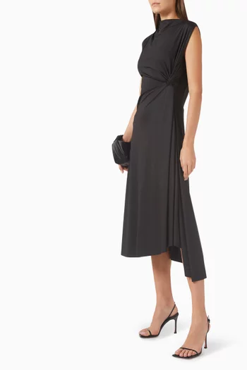 Asymmetric Draped Midi Dress