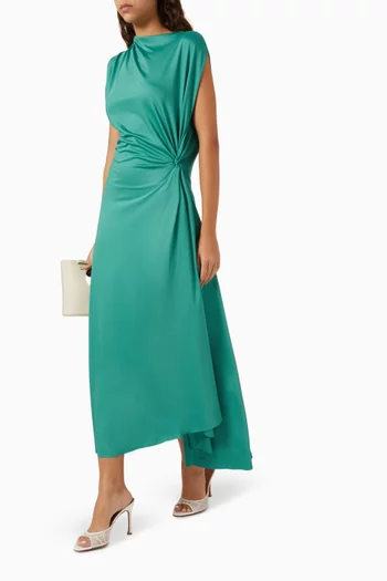 Asymmetric Draped Midi Dress