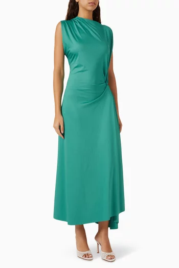 Asymmetric Draped Midi Dress