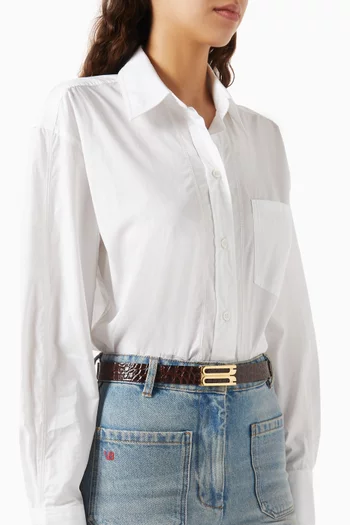 Regular Frame Belt in Croc-embossed Leather