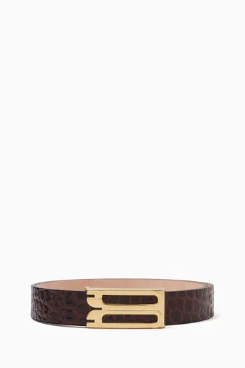 Regular Frame Belt in Croc-embossed Leather